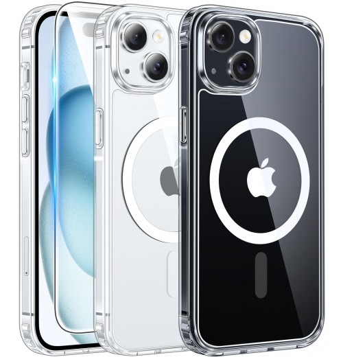 FNTCASE for iPhone 15 Case Clear: 15/14/13 6. 1 inch, A-Clear