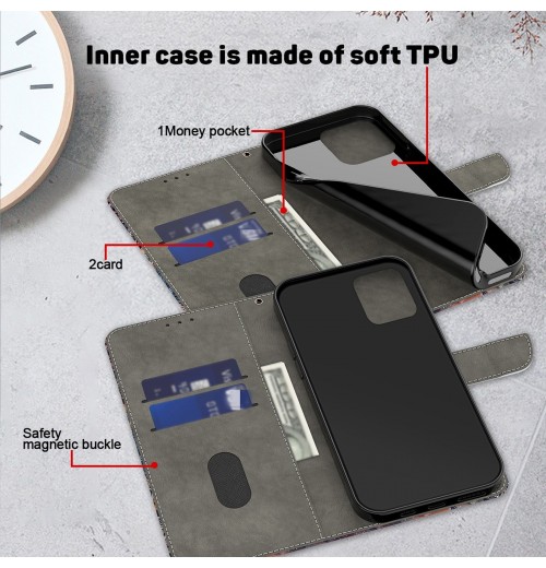 Flower Owl Leopard Wallet Phone Case For Xiaomi 14 15 14T Pro Redmi Note 14 Pro