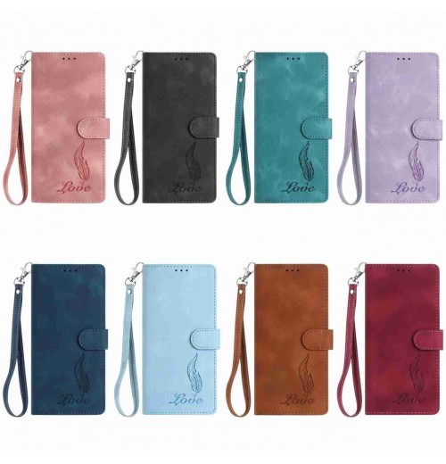 Leather Feather Wallet Phone Case for Motorola E13 G84 G67 G77 E20 Edge 50 60 40