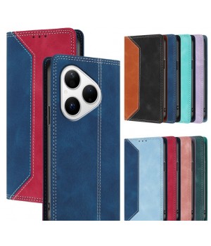 Magnetic Splice Leather Wallet Phone Case for Redmi 15 15C A5 13 12 13C 14C 10 9