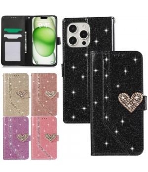 Glitter Diamond Love Card Wallet Phone Case For iPhone 17 Air 16 15 14 Pro Max
