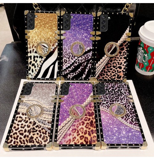 Leopard Pearl Phone Case For Samsung S9 S10 S20 S21 S22 S23 S24 S25 Z Flip 4 5 6