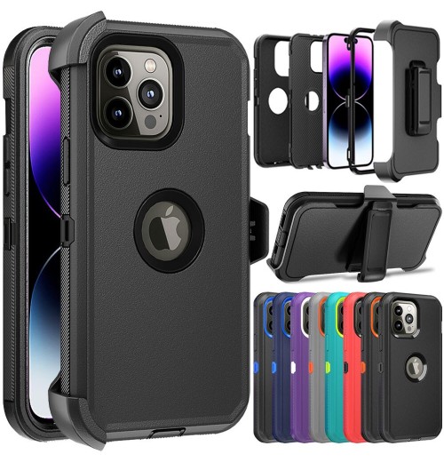 For iPhone 15 14 Pro Max 13 12 11 Case Shockproof Heavy Duty Cover+Belt Clip