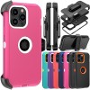 For iPhone 15 14 13 12 11 Plus Pro Max Shockproof Rugged Heavy Duty Case + Clip