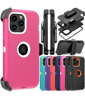 For iPhone 15 14 13 12 11 Plus Pro Max Shockproof Rugged Heavy Duty Case + Clip