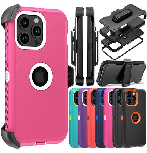 For iPhone 15 14 13 12 11 Plus Pro Max Shockproof Rugged Heavy Duty Case + Clip