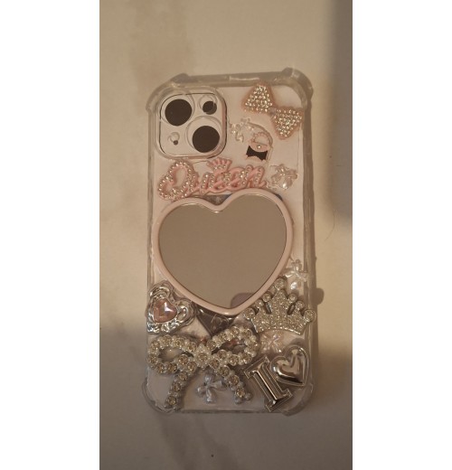 Iphone 5 Phone Case. Junk Case with Mirror and Cute Charms. Unique Design