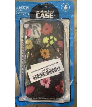 Cell Phone Case 6”x3” Black Flowers