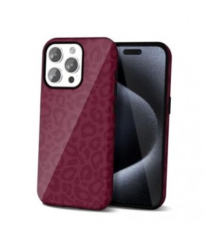 Cheetah Print Phone Case for iPhone Case Girly, Cute Leopard 15 Pro Burgundy