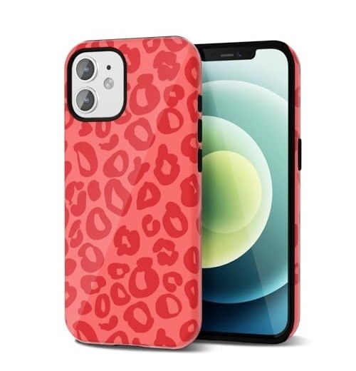 Cheetah Print Phone Case for iPhone 12/12 Pro Case Girly, Cute 12/ 12 Pro Red