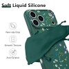 Case Floral para iPhone 17 Pro Max Silicone Líquida Verde Oscuro/Rama Floral