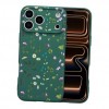 Case Floral para iPhone 17 Pro Max Silicone Líquida Verde Oscuro/Rama Floral
