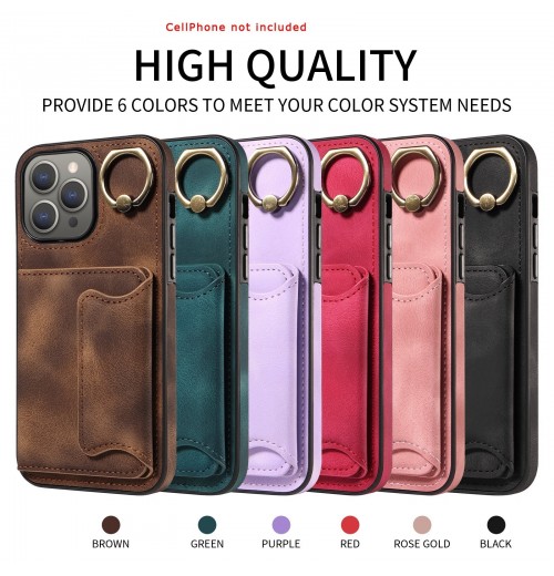 Slim Dual Bracket Leather Case Compatible with Samsung & iPhone 15 Pro Max