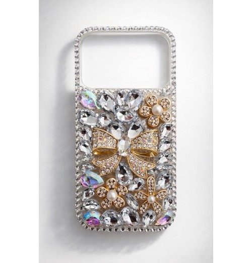 Luxury Rhinestone iPhone 17 Pro Case Bling Crystal Diamond Flower Bow Cover