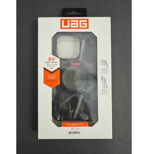 UAG Plasma XTE Case for iPhone 15 Pro MagSafe With Kickstand Orange/Black
