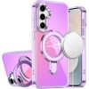 For Galaxy S25 FE Case Transparent Chrome Rotaional Magnetic Ring Stand Cover