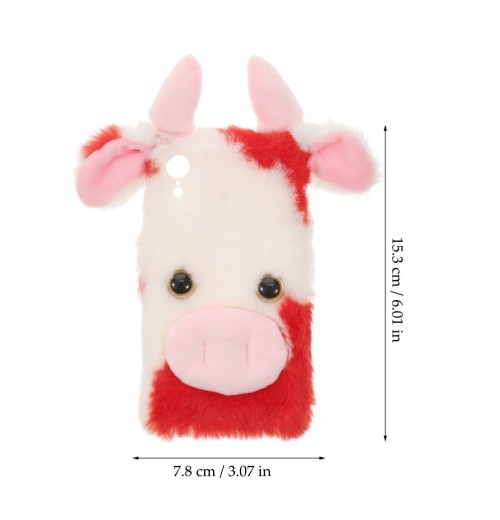 1pc Fluffy Plush Cow Mobile Phone Case Protector Compatible with the