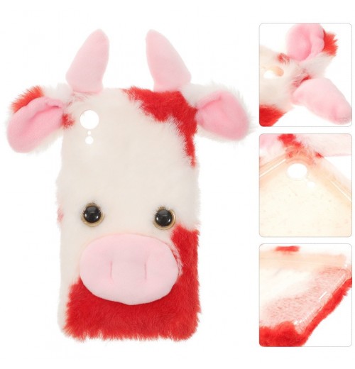 1pc Fluffy Plush Cow Mobile Phone Case Protector Compatible with the