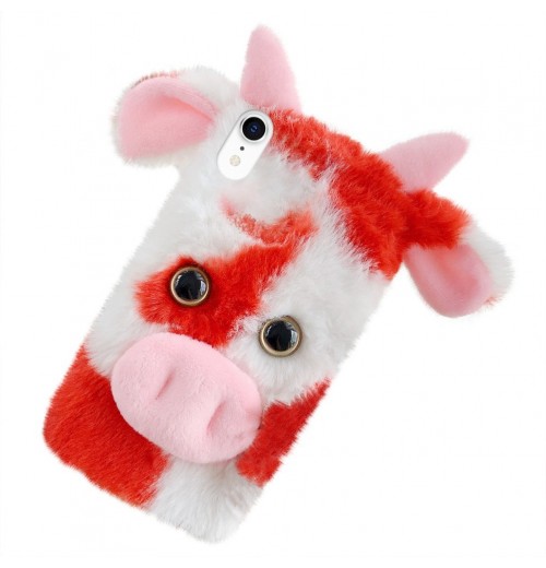 1pc Fluffy Plush Cow Mobile Phone Case Protector Compatible with the