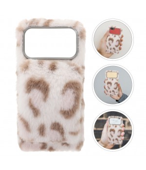 Leopard Fluffy Phone Case Compatible for iPhone 17Pro Max - Soft Plush Non Slip