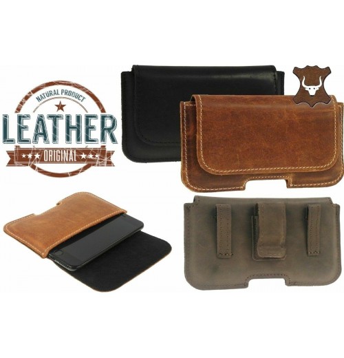 RICARDSSON MADE OF COWHIDE HOLSTER POUCH WITH BELT CLIP AND LOOP CASE FOR PHONE