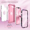 for Case 3 in 1 Shockproof Heavy Duty Rugged iPhone 16e Diamond Pink Butterfly