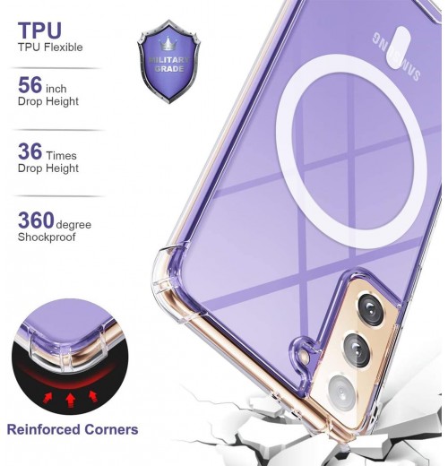 KIOMY Magnetic Phone Case for Samsung Galaxy S21 Bumper, Clear with