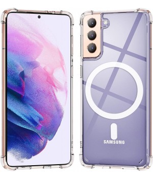 KIOMY Magnetic Phone Case for Samsung Galaxy S21 Bumper, Clear with