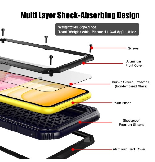 Beeasy Case Compatible with iPhone 11 Black, Waterproof 11, Black