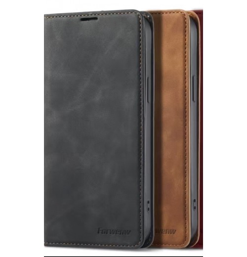 Black iPhone 13 Case Premium PU Leather Phone Case With Card Holder Black