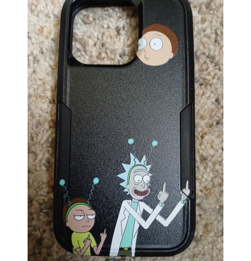 Iphone 14Pro Rick And Morty Friendly Gesture Fashion Phone Case Black