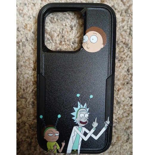 Iphone 14Pro Rick And Morty Friendly Gesture Fashion Phone Case Black
