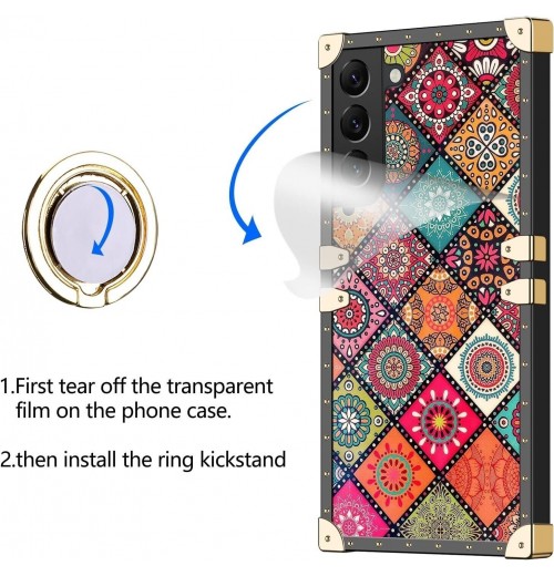 Phone Case for Samsung Galaxy S22+, Floral Print Cover with Ring Holder Stand