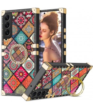 Phone Case for Samsung Galaxy S22+, Floral Print Cover with Ring Holder Stand