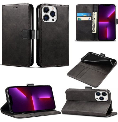 Book Cover Case For Apple iPhone 14 Pro Max Pouch Black Flip Leather Wallet