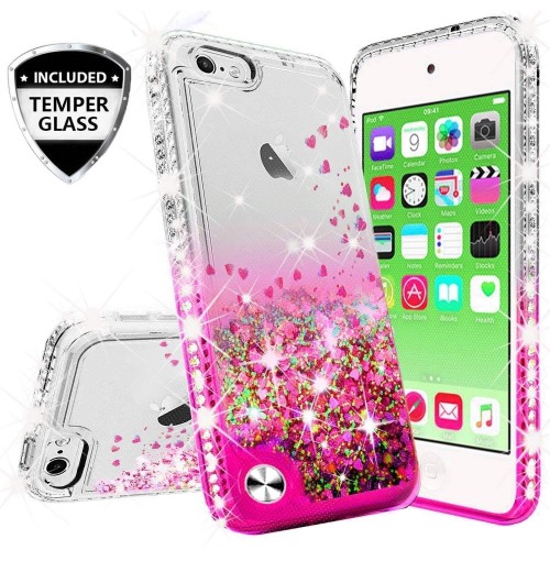 For iPod Touch 6th & 7th Gen Hybrid Luxury Liquid Glitter Bling Phone Case Cover