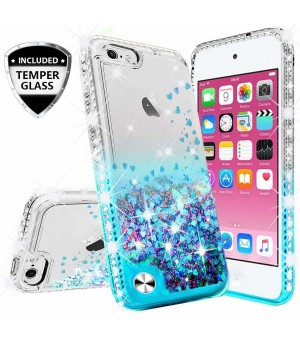 For iPod Touch 6th & 7th Gen Hybrid Luxury Liquid Glitter Bling Phone Case Cover