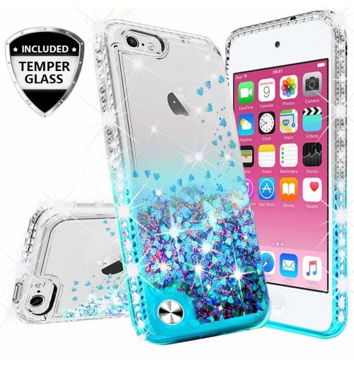 For iPod Touch 6th & 7th Gen Hybrid Luxury Liquid Glitter Bling Phone Case Cover