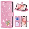Glitter Love Heart Wallet Phone Case For iPhone 17 16 15 14 13 12 11 Pro Max XR