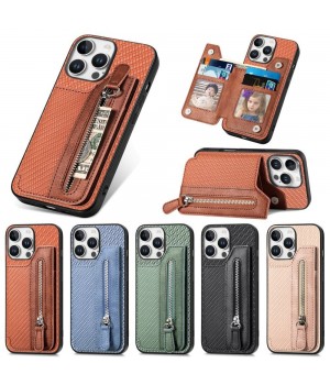 Zip Fiber Card Slot Phone Case For Xiaomi 13 12 Redmi Note 15 14 POCO X5 9T K60