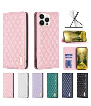 Magnetic Grid Leather Wallet Phone Case For Redmi Note 14 13 12 11 Pro 14C 9A A3