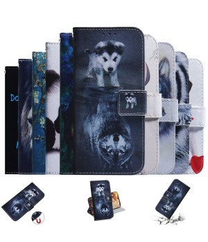 Flip Painted Card Wallet Phone Case For Motorola One Fusion E7 E6 E40 E30 E13