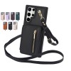 Zipper Strap Leather Card Slot Phone Case For Samsung S25 S24 S23 S22 S21 Ultra
