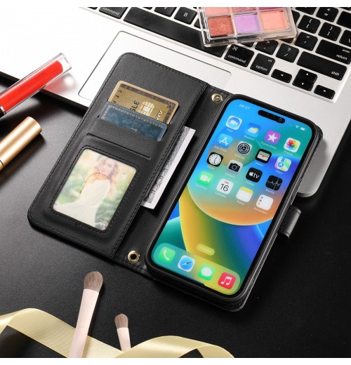 Case Wallet de Leather Magnetic con rejilla para Phone para iPhone 15 14 13 12 11 Pro Max XR XS