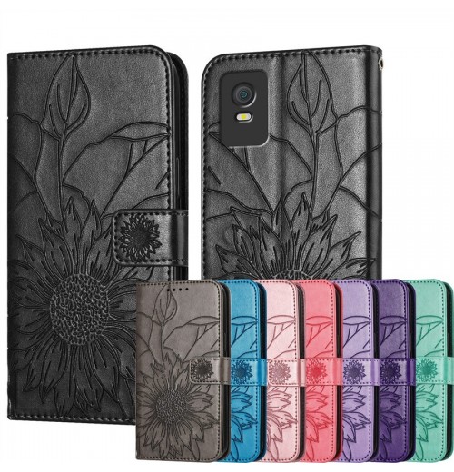 For TCL 505 501 502 305 40R 303 403 Flower Embossed Wallet Case Phone Case Cover