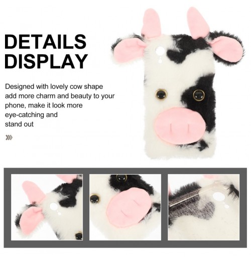 1pc Plush Cow Mobile Phone Case Protector Compatible with iPhone