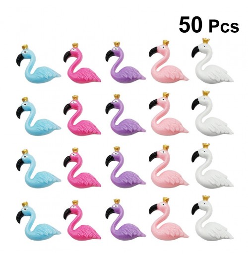 50 PCS Diy Phone Case Decor Resin Accessories Charms for Flamingo Ornaments