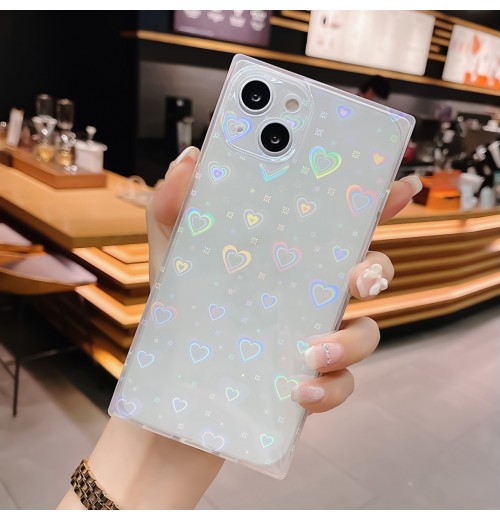 Heart Pattern Phone Case Card Holder Cases Anti-fall Bumper Clear