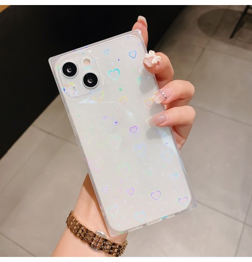 Heart Pattern Phone Case Card Holder Cases Anti-fall Bumper Clear