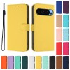 Solid Color PU Leather Phone Case For Google Pixel 9 Pro XL 8 7A 6 Pro 5XL 4A 5A